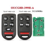 2005-2010 Honda Odyssey / 5-Button Keyless Entry Remote / PN: 72147-SHJ-A21 / OUCG8D-399H-A (AFTERMARKET)